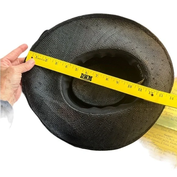 Bohemian (Whittall & Shon) Black Straw Hat with unique Print. - Picture 9 of 9